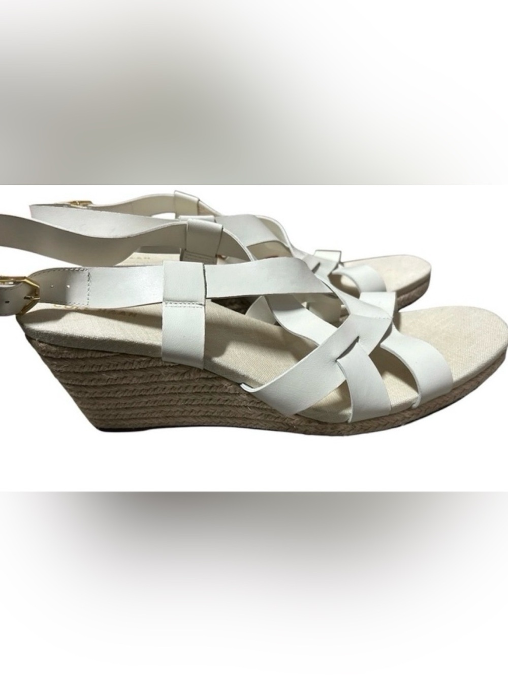 Cole Haan White Crystal Espadrille Wedge Sandals - Sz 10